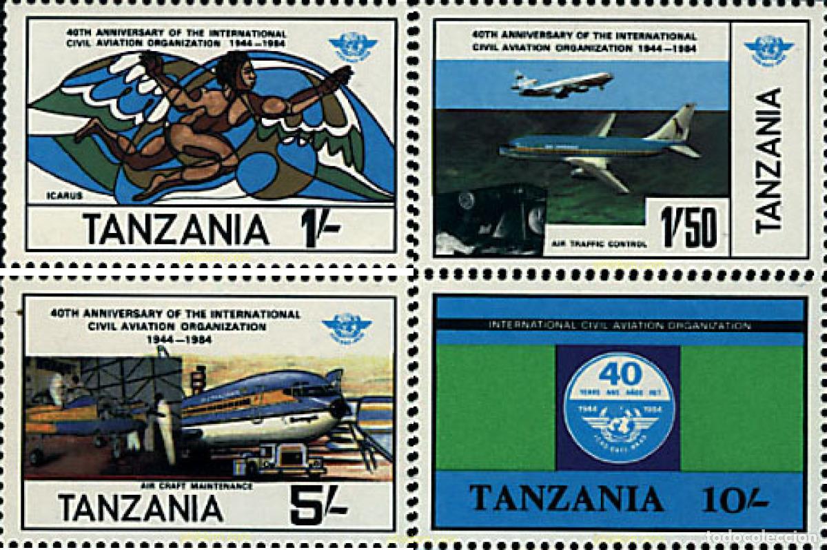 Sellos: 41323 MNH TANZANIA 1984 40 ANIVERSARIO DE LA ICAO
