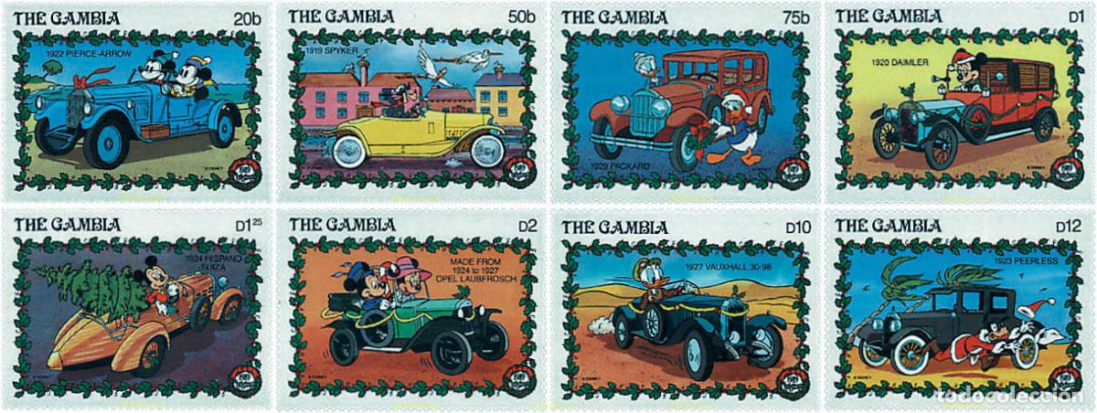 Sellos: 47633 MNH GAMBIA 1989 NAVIDAD. AUTOMOVILES ANTIGUOS