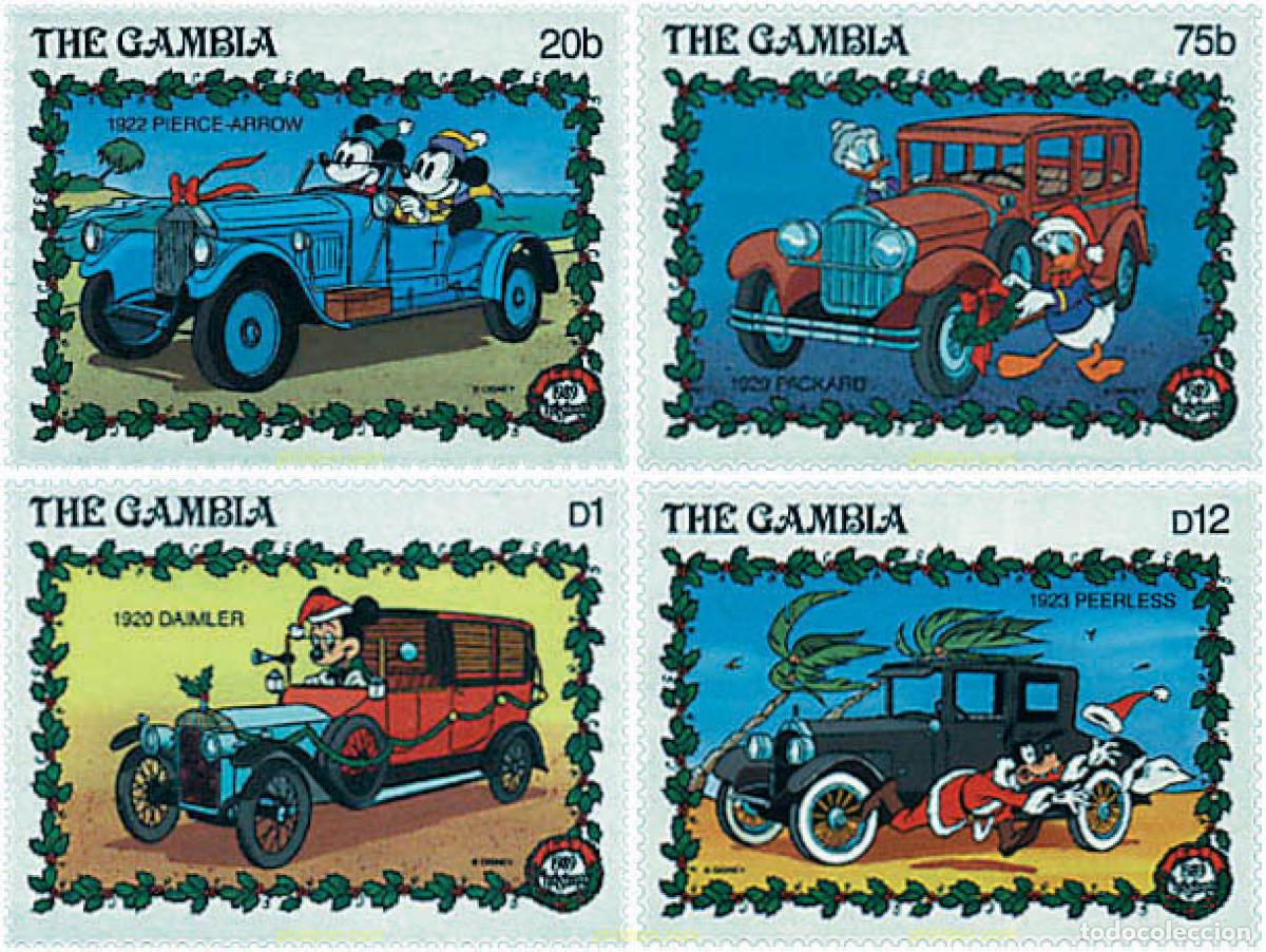 Sellos: 316826 MNH GAMBIA 1989 NAVIDAD. AUTOMOVILES ANTIGUOS