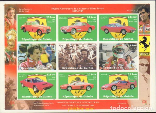 Sellos: 369805 MNH GUINEA 1998 CENTENARIO DE ENZO FERRARI