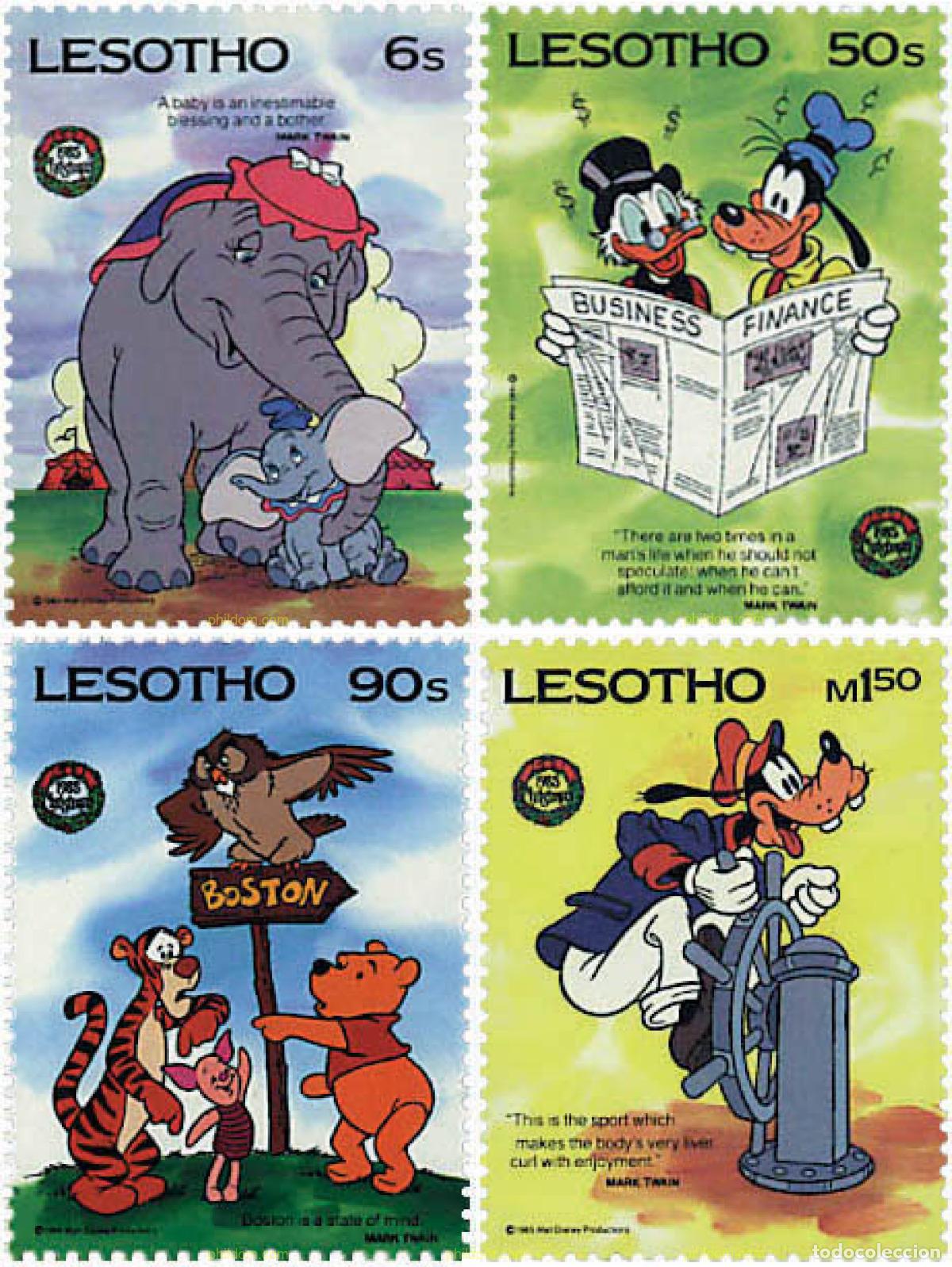 Sellos: 49006 MNH LESOTHO 1985 NAVIDAD. 150 ANIVERSARIO DEL NACIMIENTO DEL ESCRITOR MARK TWAIN
