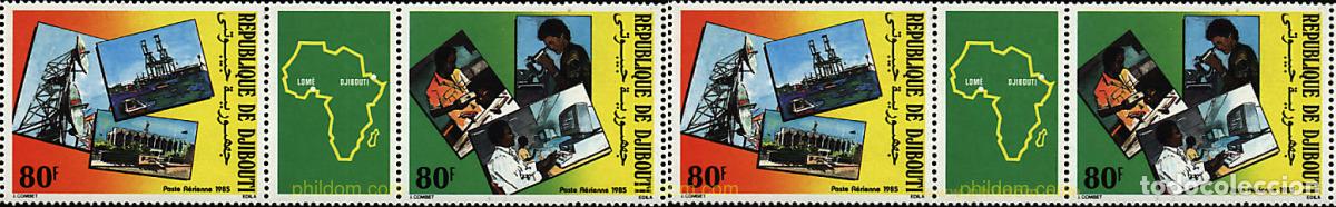 Sellos: 6622 MNH DJIBOUTI 1985 PHILEXAFRIQUE III. EXPOSICION FILATELICA INTERNACIONAL