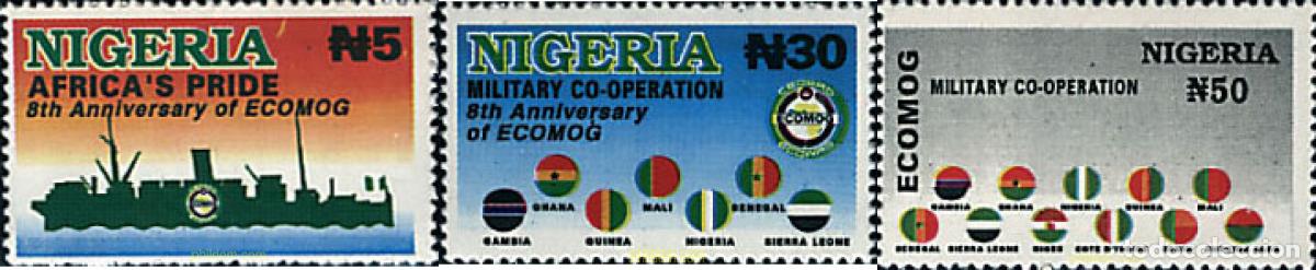 Sellos: 40733 MNH NIGERIA 1998 8 ANIVERSARIO DE ECOMOG (COOPERACION MILITAR)