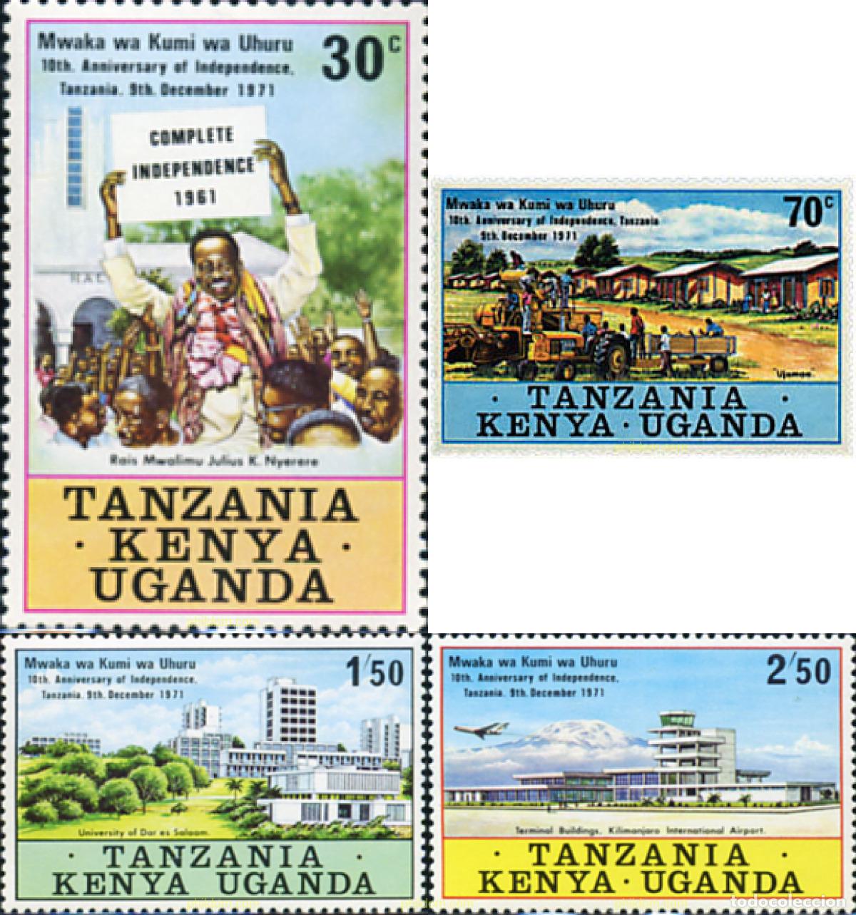 Sellos: 40802 MNH ESTE AFRICANO 1971 10 ANIVERSARIO DE LA INDEPENDENCIA DE TANZANIA