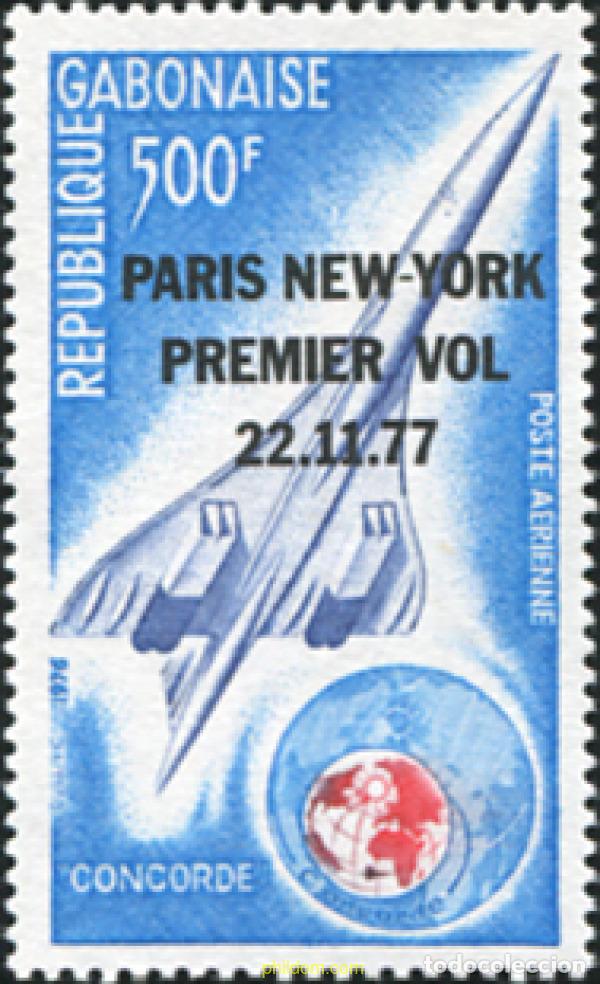 Timbres: 88793 MNH GABON 1977 PRIMER VUELO PARIS-NUEVA YORK DEL CONCORDE