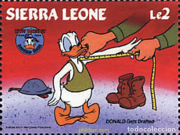 Sellos: 241755 MNH SIERRA LEONA 1984 50 ANIVERSARIO DEL PATO DONALD