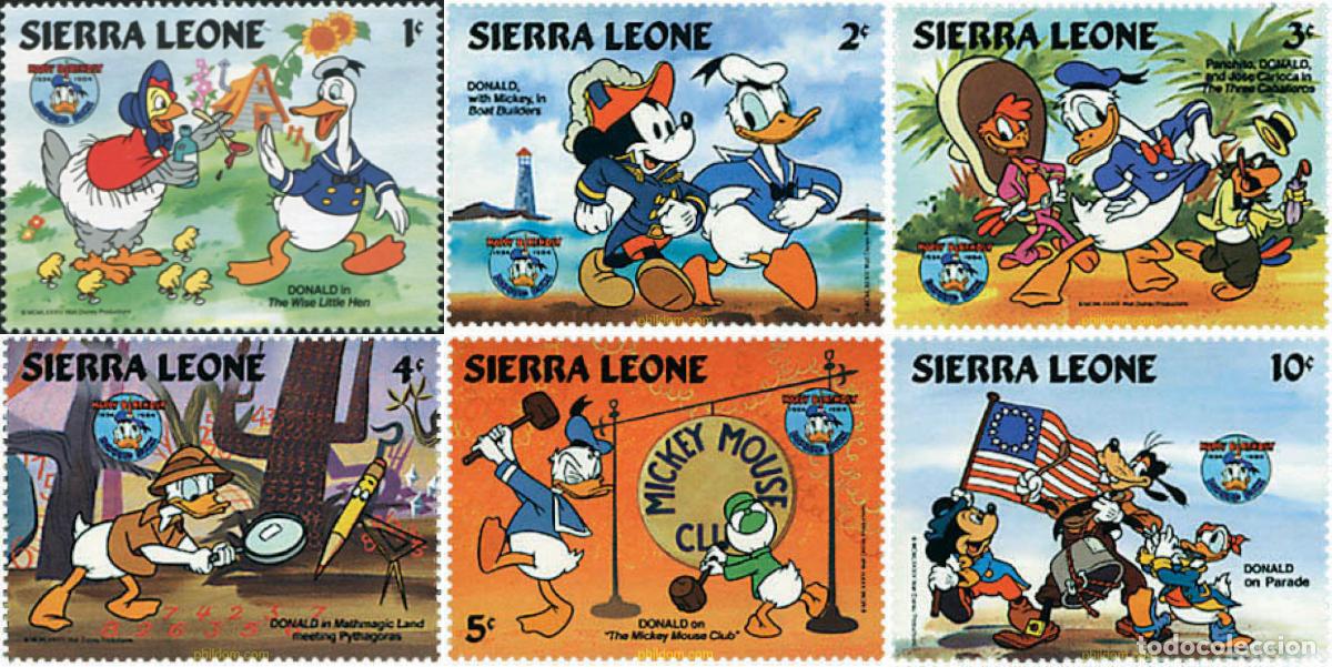 Sellos: 678130 MNH SIERRA LEONA 1984 50 ANIVERSARIO DEL PATO DONALD