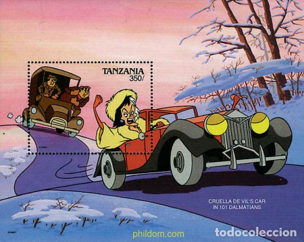 Stamps: 365239 MNH TANZANIA 1990 AUTOMOVILES DE PELICULAS DISNEY