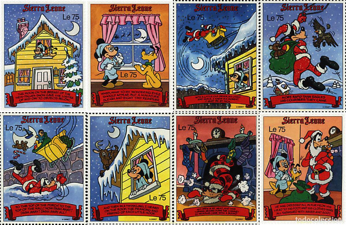 Stamps: 565523 MNH SIERRA LEONA 1990 NAVIDAD. POEMAS DE CLEMENT MOORE