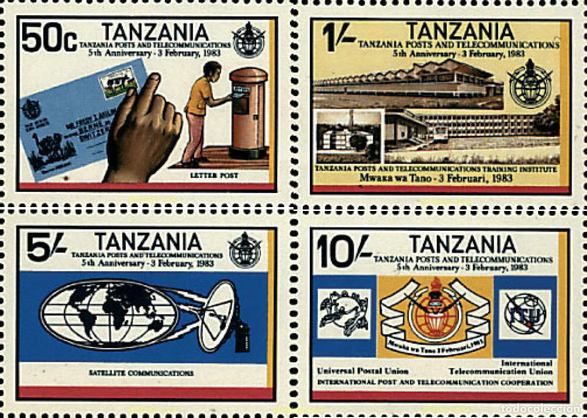 Briefmarken: 41318 MNH TANZANIA 1983 5 ANIVERSARIO DEL SERVICIO POSTAL DE TANZANIA