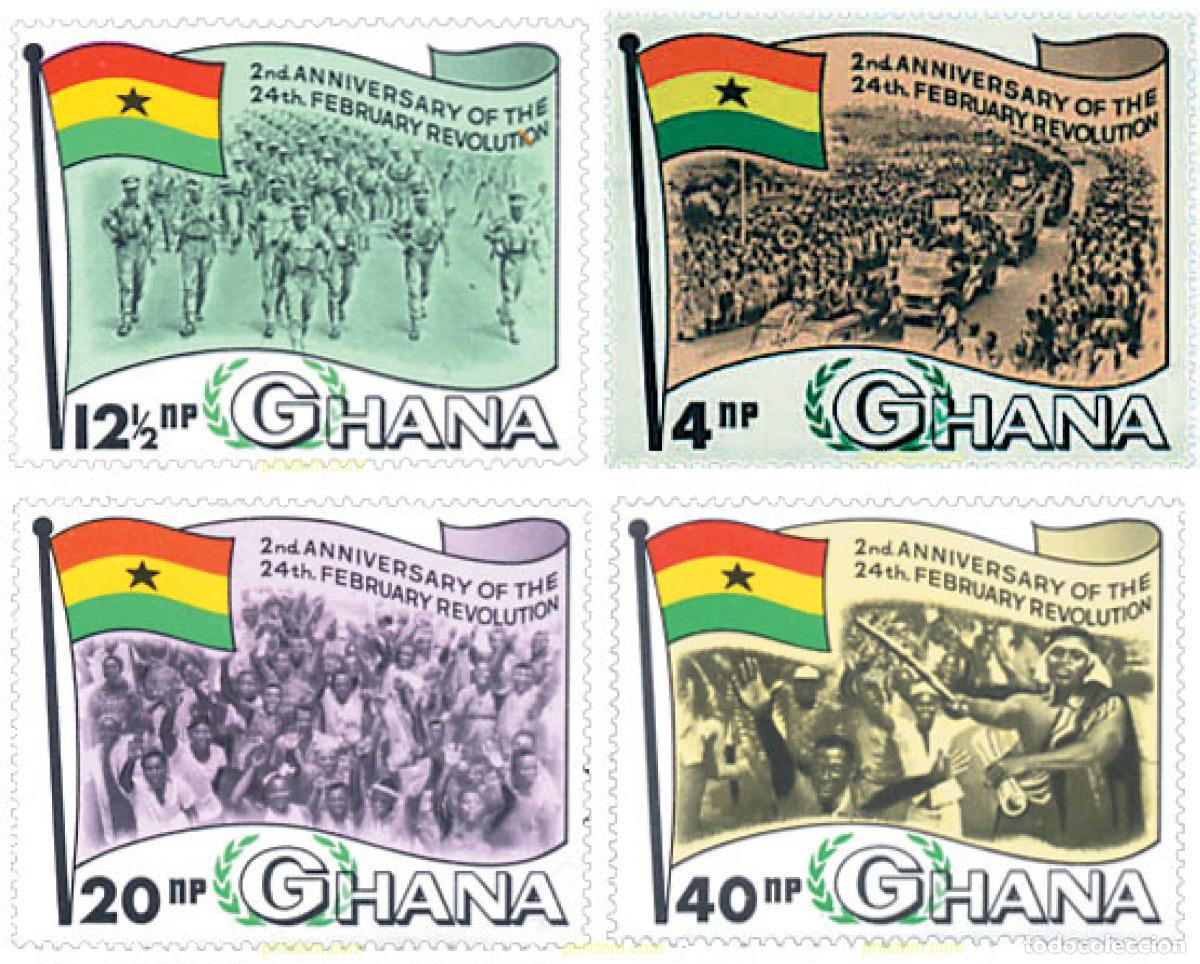 Sellos: 46572 MNH GHANA 1968 2 ANIVERSARIO DE LA REVOLUCION DEL 24 DE FEBRERO