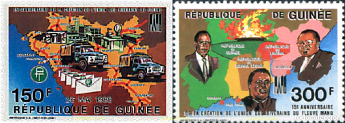 Sellos: 91246 MNH GUINEA 1989 15 ANIVERSARIO DE LA UNION DE LA RIBERA DEL RIO MANO