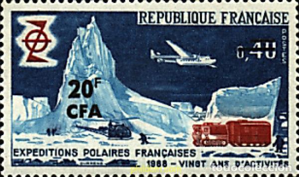 Sellos: 42299 MNH REUNION 1968 20 ANIVERSARIO DE LAS EXPEDICIONES POLARES FRANCESAS