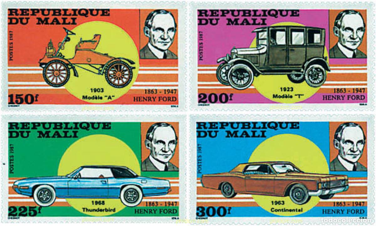 Sellos: 46342 MNH MALI 1987 40 ANIVERSARIO DE LA MUERTE DE HENRY FORD