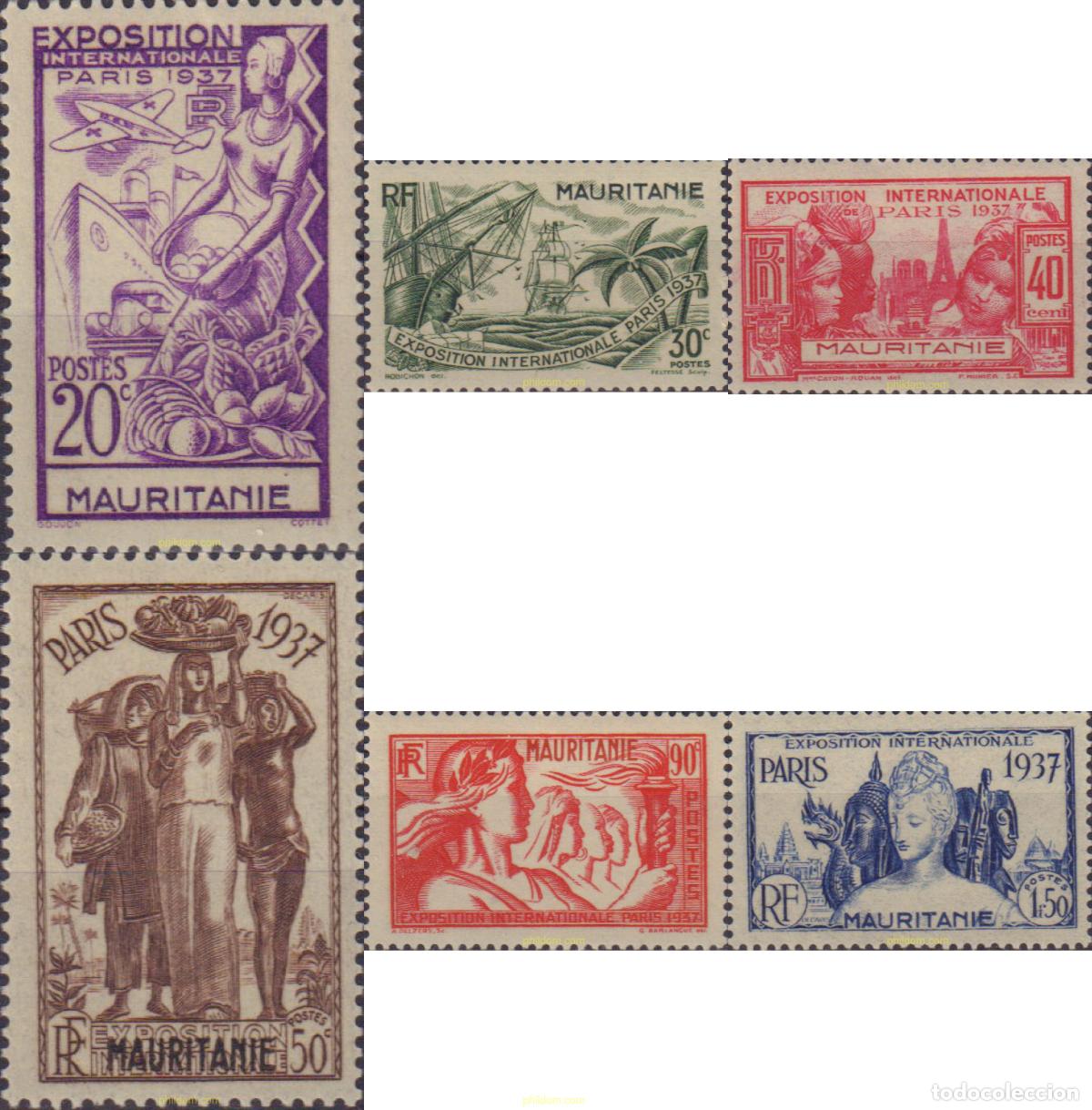 Sellos: 627254 HINGED MAURITANIA 1937 EXPOSICION INTERNACIONAL EN PARIS