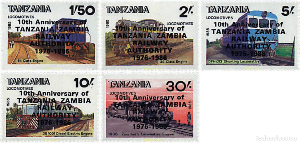 Sellos: 59109 MNH TANZANIA 1987 10 ANIVERSARIO DE LA AUTORIDAD FERROVIARIA DE TANZANIA ZAMBIA