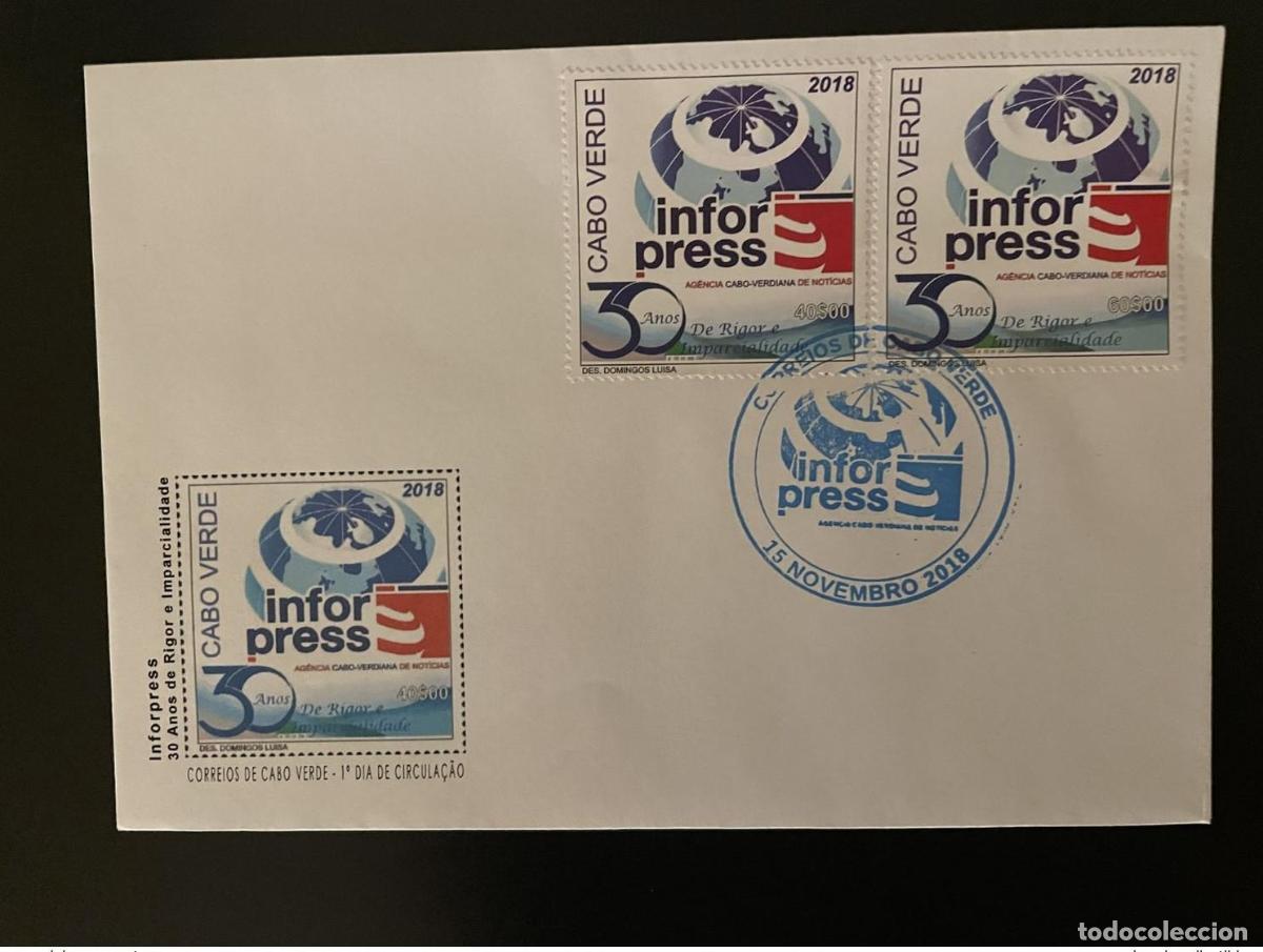 Briefmarken: Cabo Verde 2018 FDC Mi. 1050-1 Inforpress Press News Agentur 30 a&ntilde;os 2 val.
