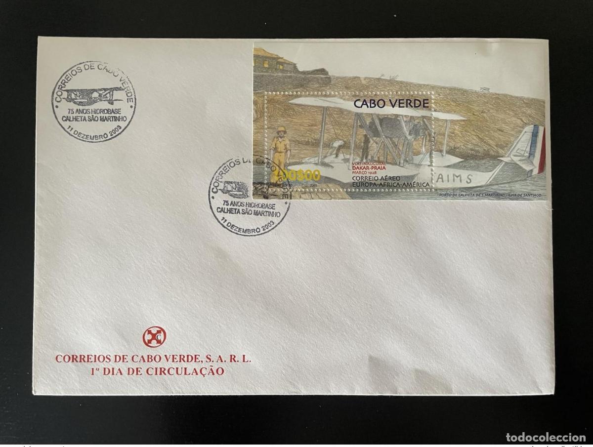 Francobolli: Cabo Verde 2003 Mi. Avi&oacute;n Bl. 37 FDC Dakar - Praia Correio A&eacute;reo