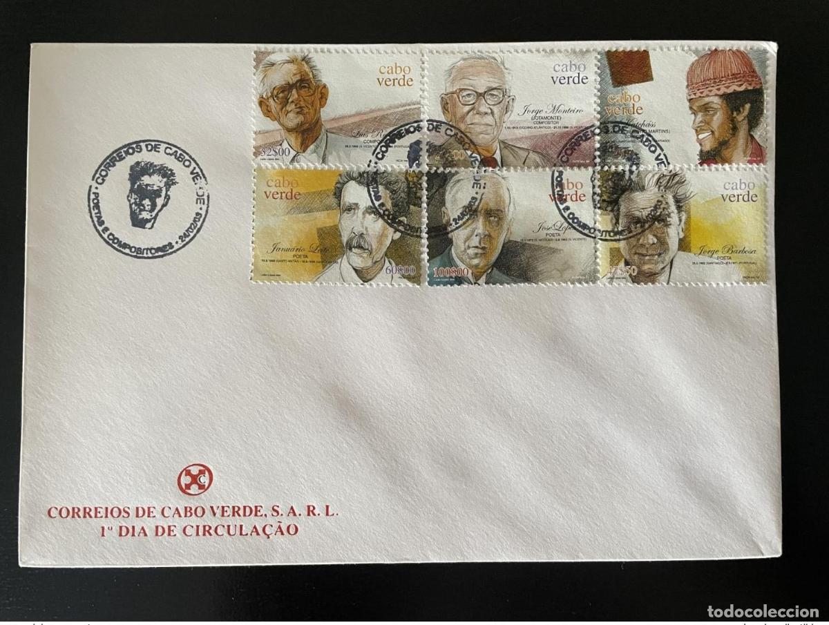 Francobolli: Cabo Verde 2003 Mi. 819 - 824 FDC Poetas e Compositores M&uacute;sica