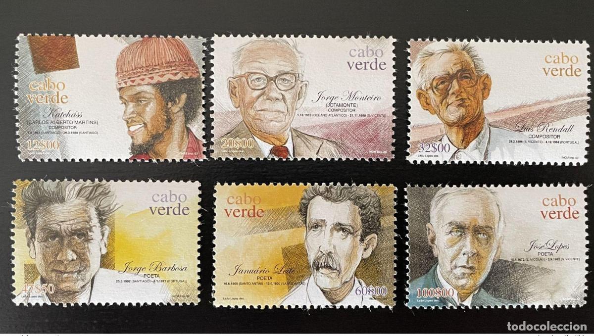 Sellos: Cabo Verde 2003 Mi. 819 - 824 Poetas e Compositores M&uacute;sica musicales