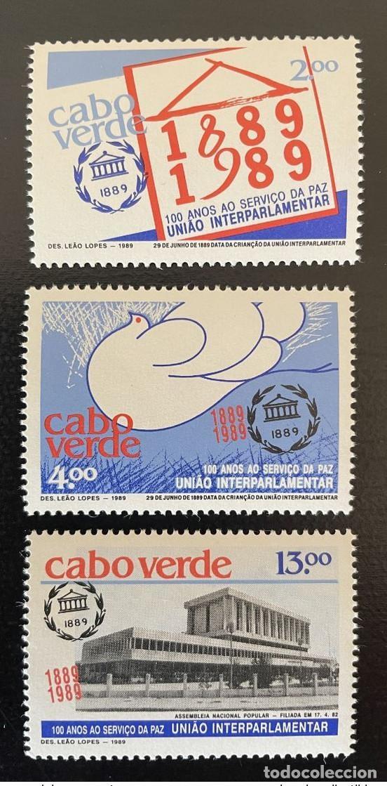 Sellos: Cabo Verde 1989 Mi. 564 - 566 100 a&ntilde;os Servi&ccedil;o Paz Uniao Interparlamentar Dove
