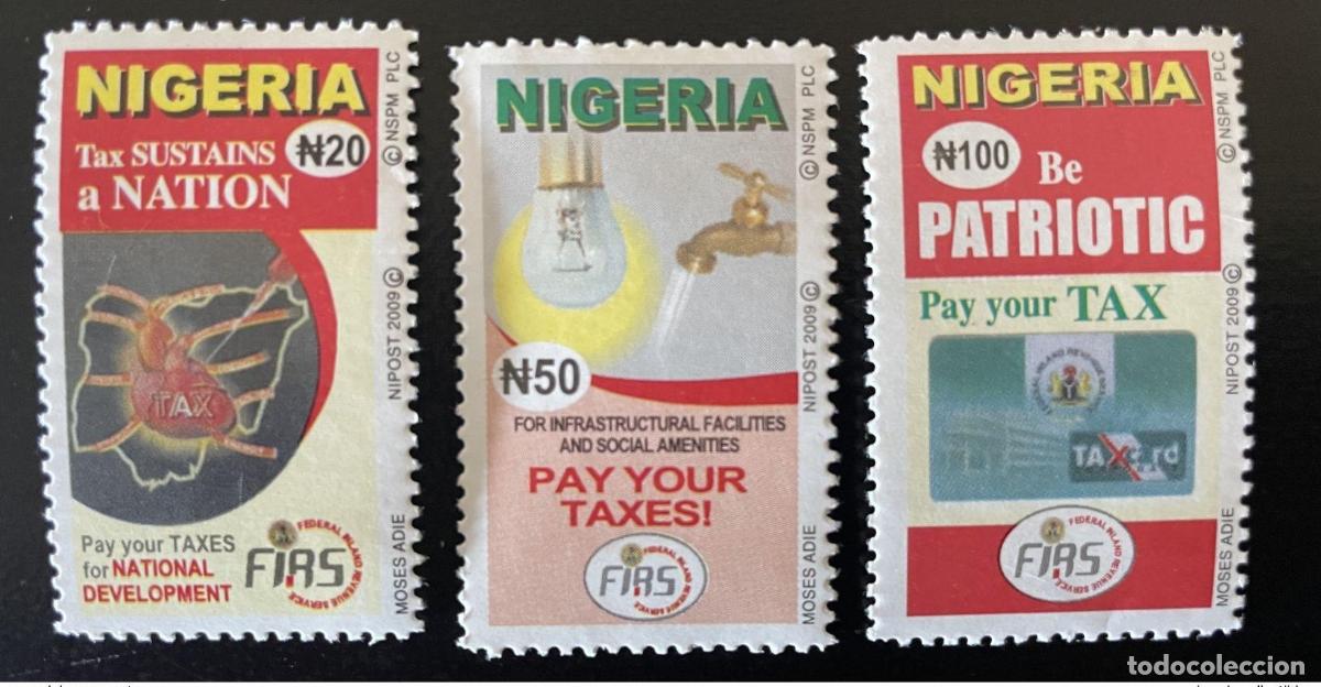 Sellos: Nigeria 2009/2011 Mi. 854/856 Pague sus impuestos Sea un impuesto patri&oacute;tico MNH**