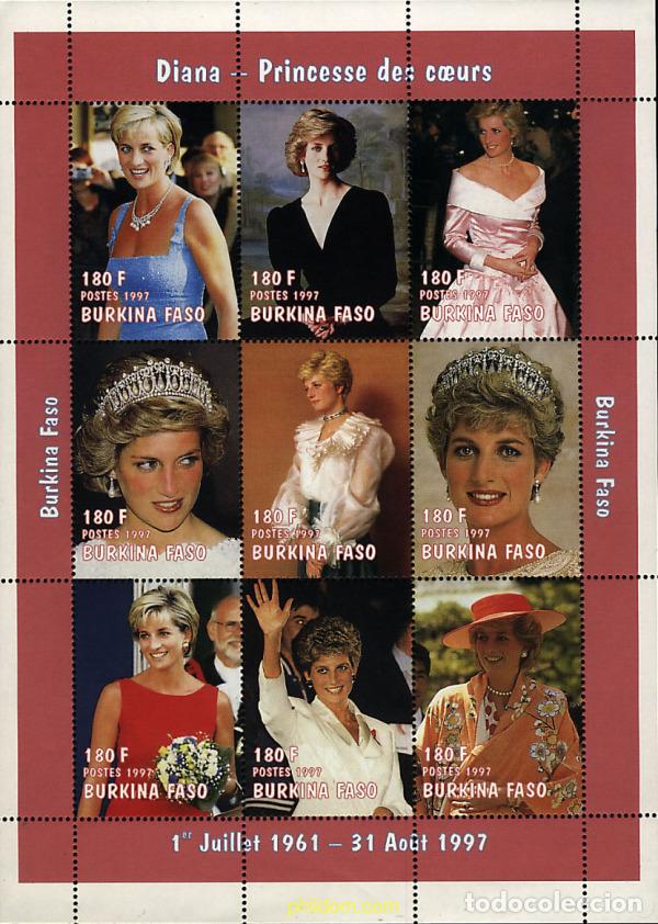 Timbres: 256232 MNH BURKINA FASO 1997 HOMENAJE A DIANA. PRINCESA DE GALES (1961-1997)
