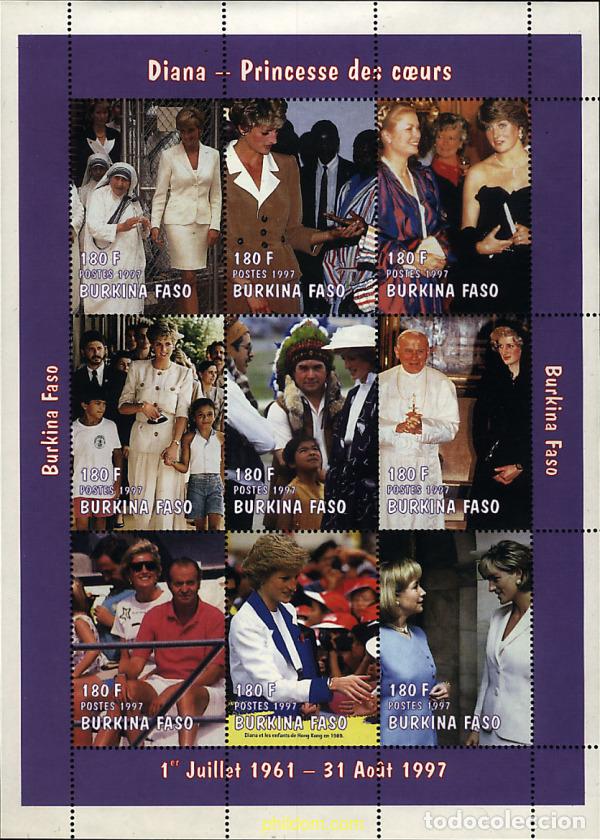 Timbres: 256233 MNH BURKINA FASO 1997 HOMENAJE A DIANA. PRINCESA DE GALES (1961-1997)