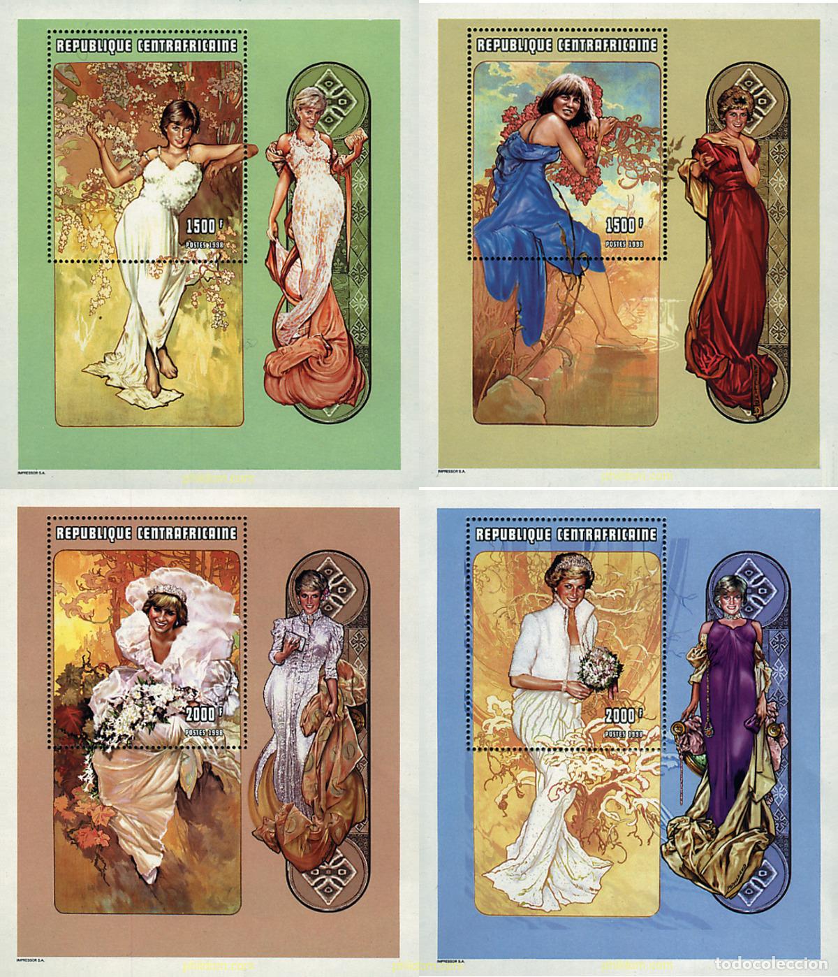 Sellos: 681705 MNH CENTROAFRICANA 1998 HOMENAJE A LA PRINCESA DIANA DE GALES