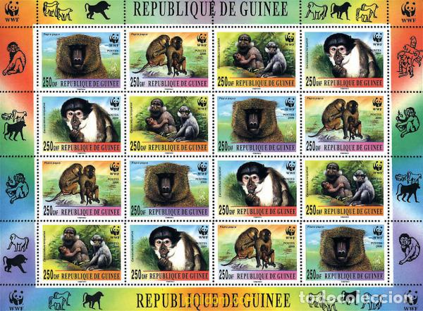 Sellos: 12703 MNH GUINEA 2000 BABUINO, MANGABEY DE COLLAR