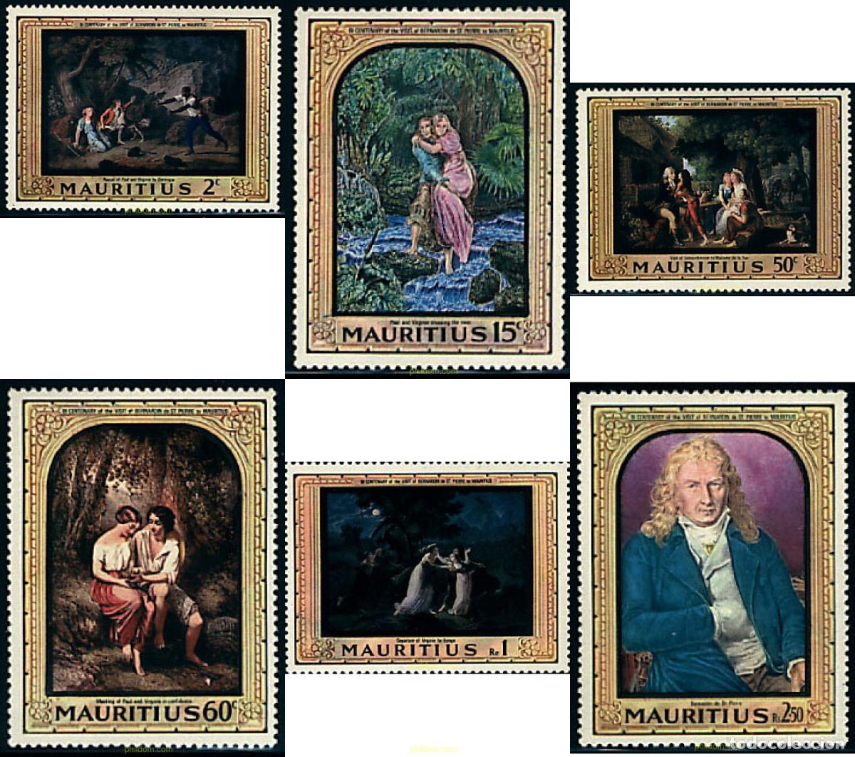 Sellos: 53766 MNH MAURICIO 1968 BICENTENARIO DE LA VISITA DE BERNARDIN DE SAINT-PIERRE
