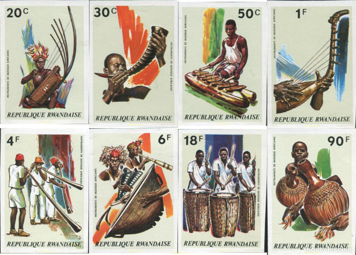 Selos: 17889 MNH RUANDA 1973 INSTRUMENTOS DE MUSICA AFRICANOS