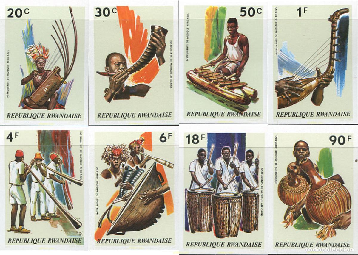 Selos: 56496 MNH RUANDA 1973 INSTRUMENTOS DE MUSICA AFRICANOS