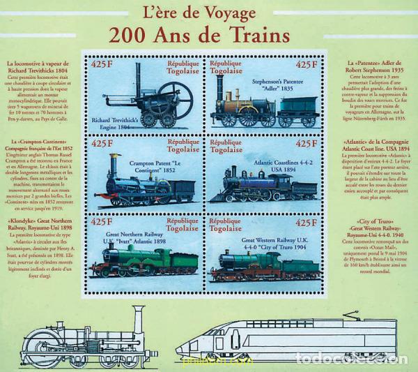 Sellos: 236565 MNH TOGO 2000 200 A&Ntilde;OS DE TRENES