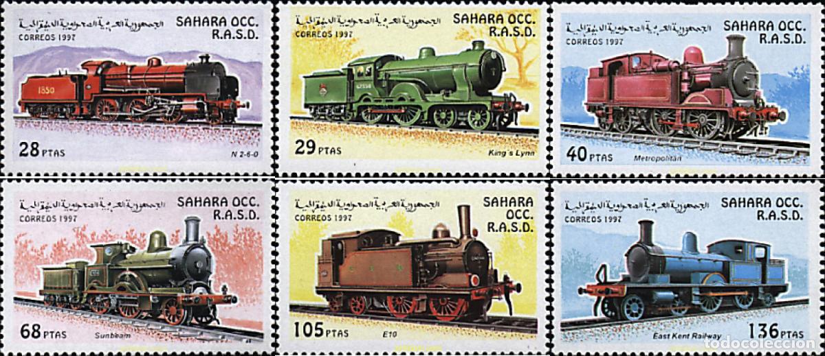 Sellos: 239312 MNH REPUBLICA ARABE SAHAURI DEMOCRATICA 1997 LOCOMOTORAS