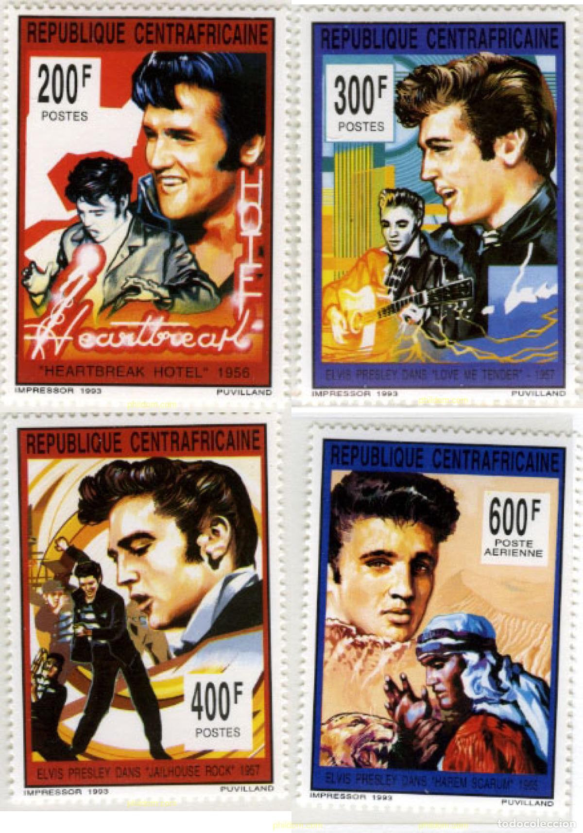 Sellos: 60812 MNH CENTROAFRICANA 1993 15 ANIVERSARIO DE LA MUERTE DE ELVIS PRESLEY