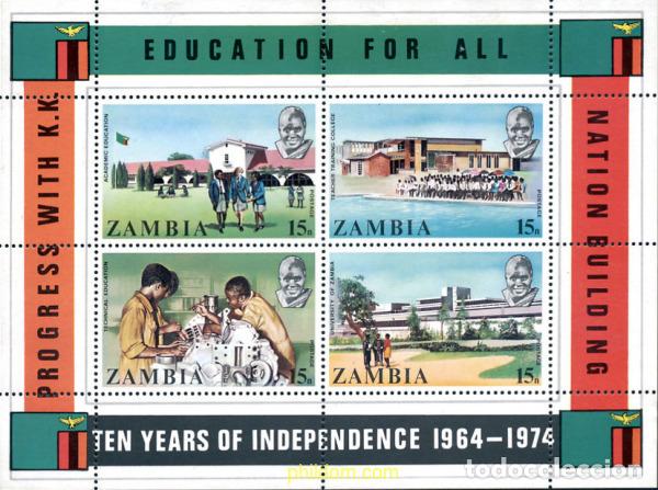 Sellos: 60880 MNH ZAMBIA 1974 10 ANIVERSARIO DE LA INDEPENDENCIA