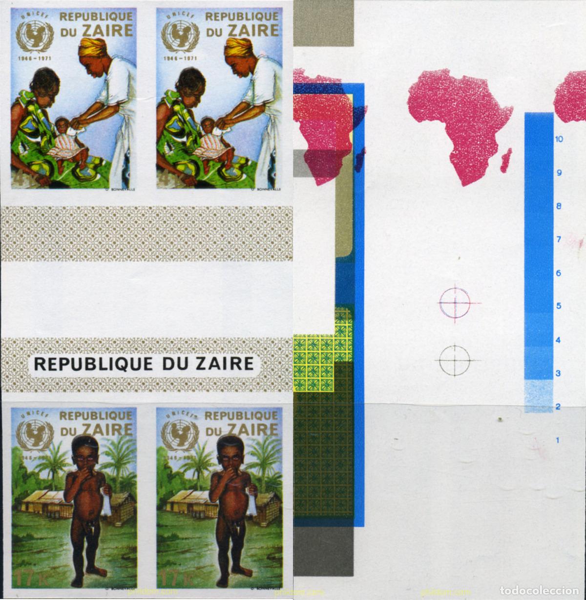 Sellos: 254065 MNH ZAIRE 1971 25 ANIVERSARIO DE LA UNICEF