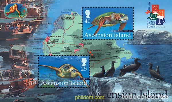Sellos: 71977 MNH ASCENSION 2001 A&Ntilde;O LUNAR CHINO - A&Ntilde;O DE LA SERPIENTE