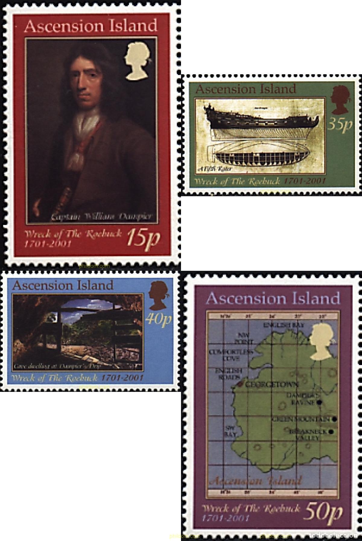 Sellos: 81036 MNH ASCENSION 2001 3 CENTENARIO DEL NAUFRAGIO DEL ROEBUCK