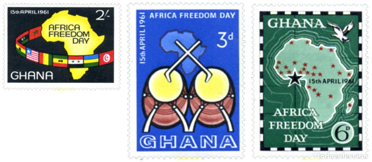 Sellos: 276998 HINGED GHANA 1961 DIA DE LA LIBERTAD AFRICA