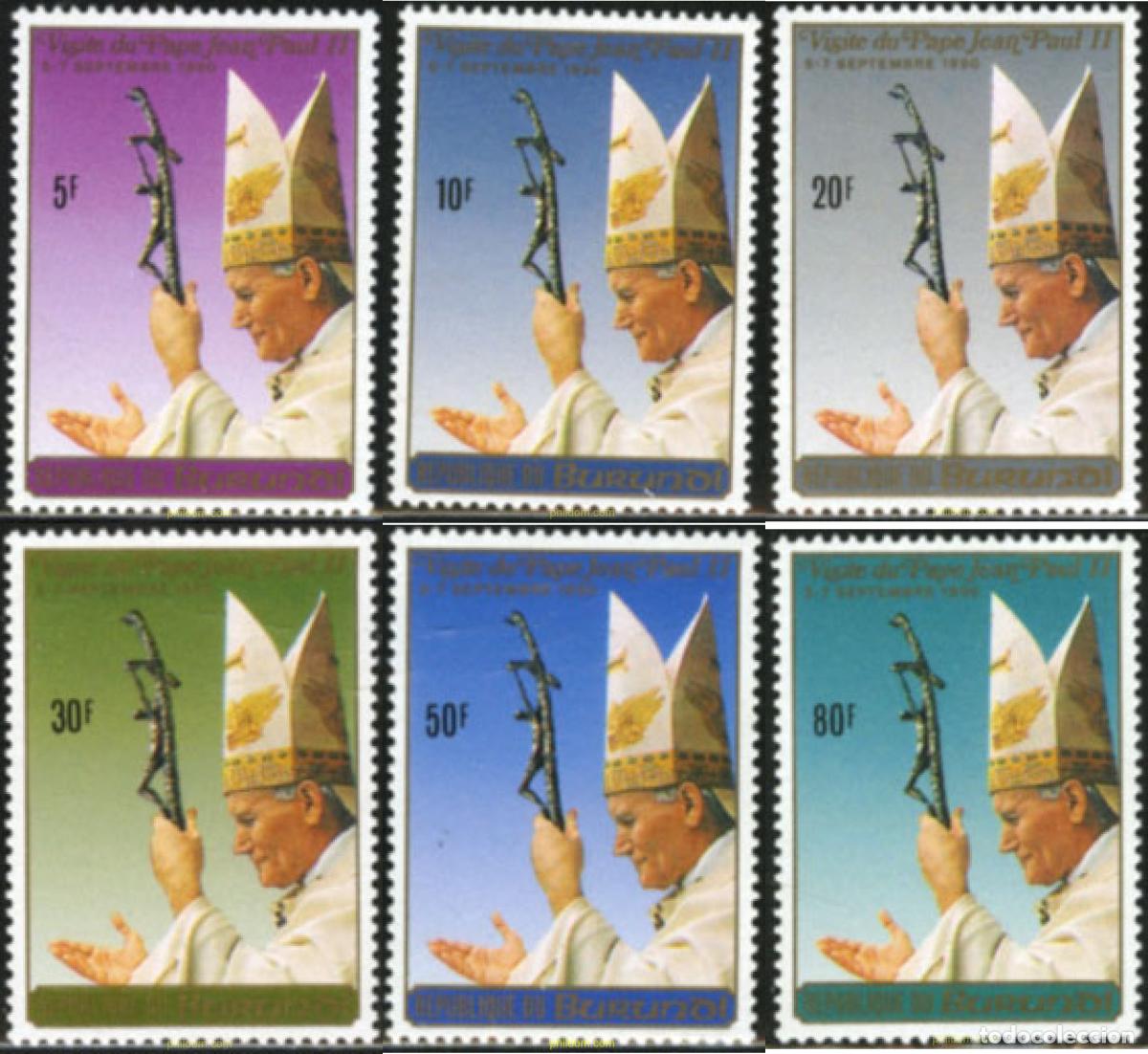 Stamps: 73426 MNH BURUNDI 1990 VISITA DE SS EL PAPA JUAN PABLO II A BURUNDI