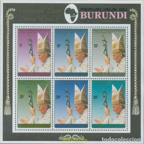 Sellos: 73498 MNH BURUNDI 1990 VISITA DE SS EL PAPA JUAN PABLO II A BURUNDI