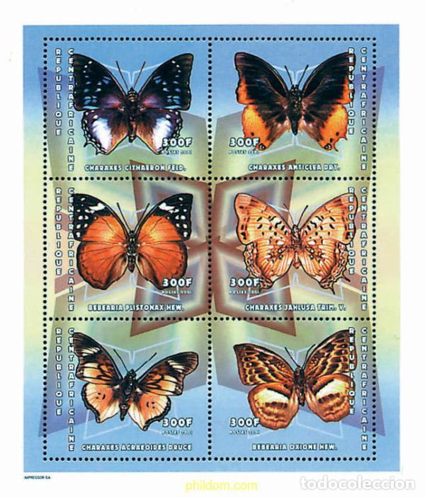 Sellos: 290324 MNH CENTROAFRICANA 2001 MARIPOSAS