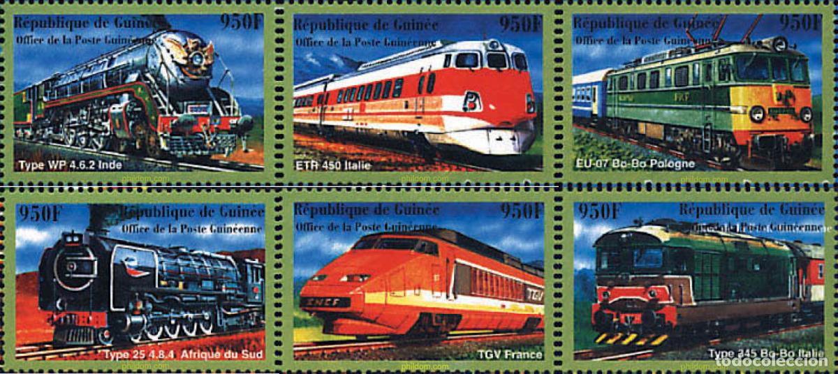 Sellos: 213287 MNH GUINEA 2001 TRENES HISTORICOS DEL MUNDO