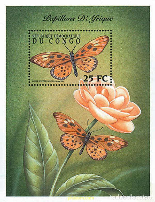 Sellos: 255498 MNH CONGO. Rep&uacute;blica democr&aacute;tica 2001 MARIPOSAS DE AFRICA