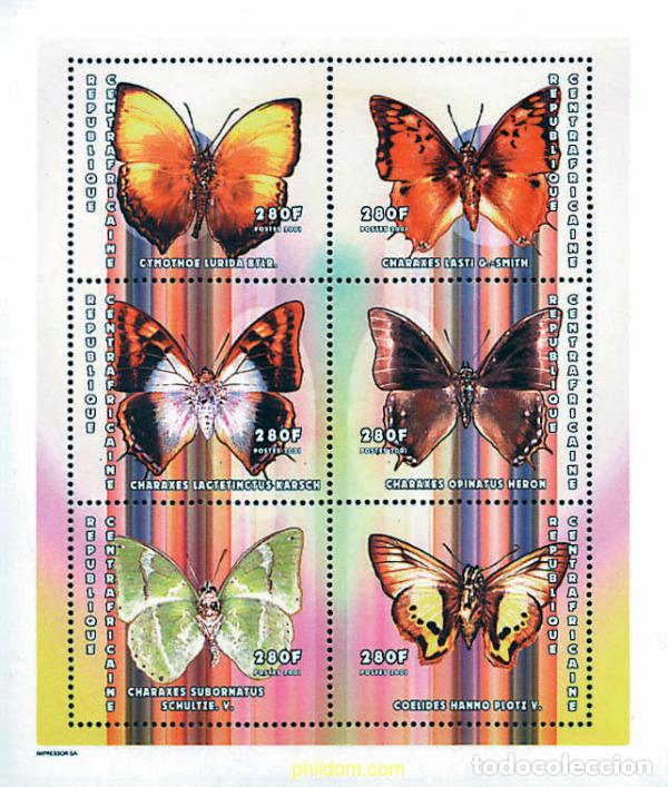 Sellos: 290323 MNH CENTROAFRICANA 2001 MARIPOSAS