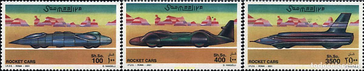 Sellos: 78356 MNH SOMALIA 2001 COCHES COHETE