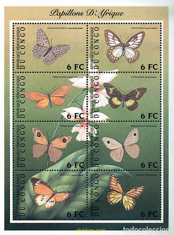 Sellos: 303099 MNH CONGO. Rep&uacute;blica democr&aacute;tica 2001 MARIPOSAS DE AFRICA