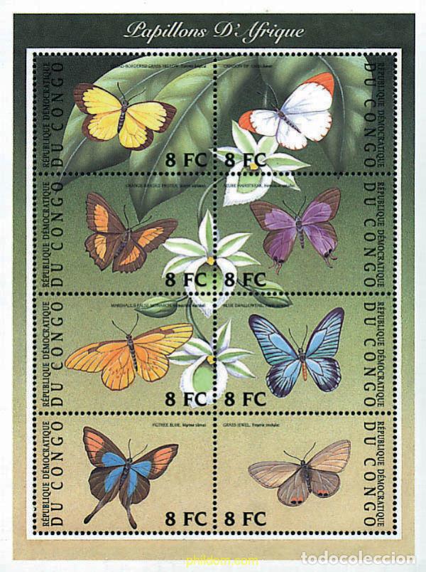 Sellos: 303096 MNH CONGO. Rep&uacute;blica democr&aacute;tica 2001 MARIPOSAS DE AFRICA